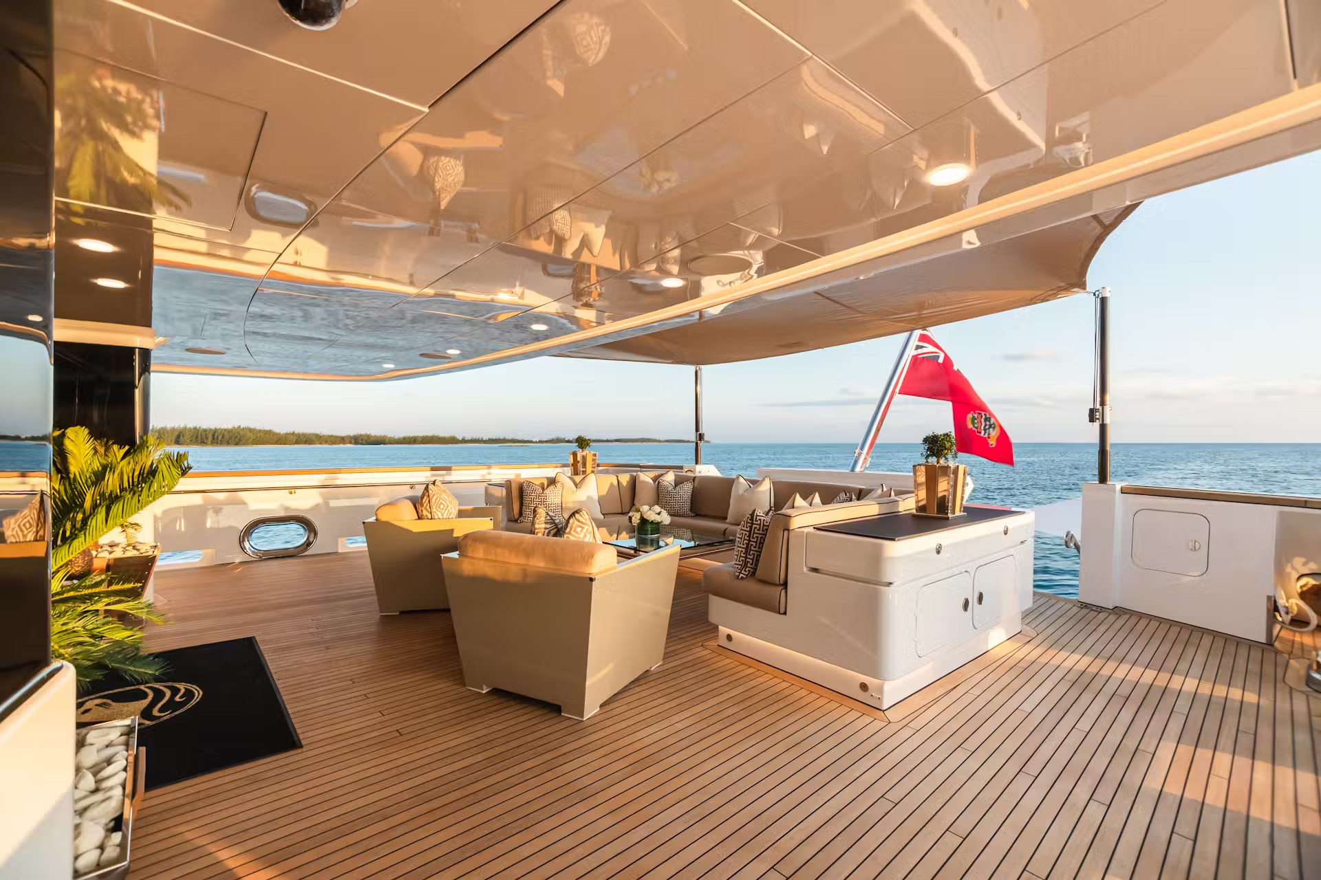 Upper-deck cabin with sweeping panoramic windows and unobstructed ocean vistas